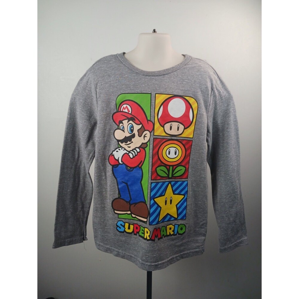 Nintendo Super Mario Long Sleeve Boys Shirt With Sleeve Graphic Size 8